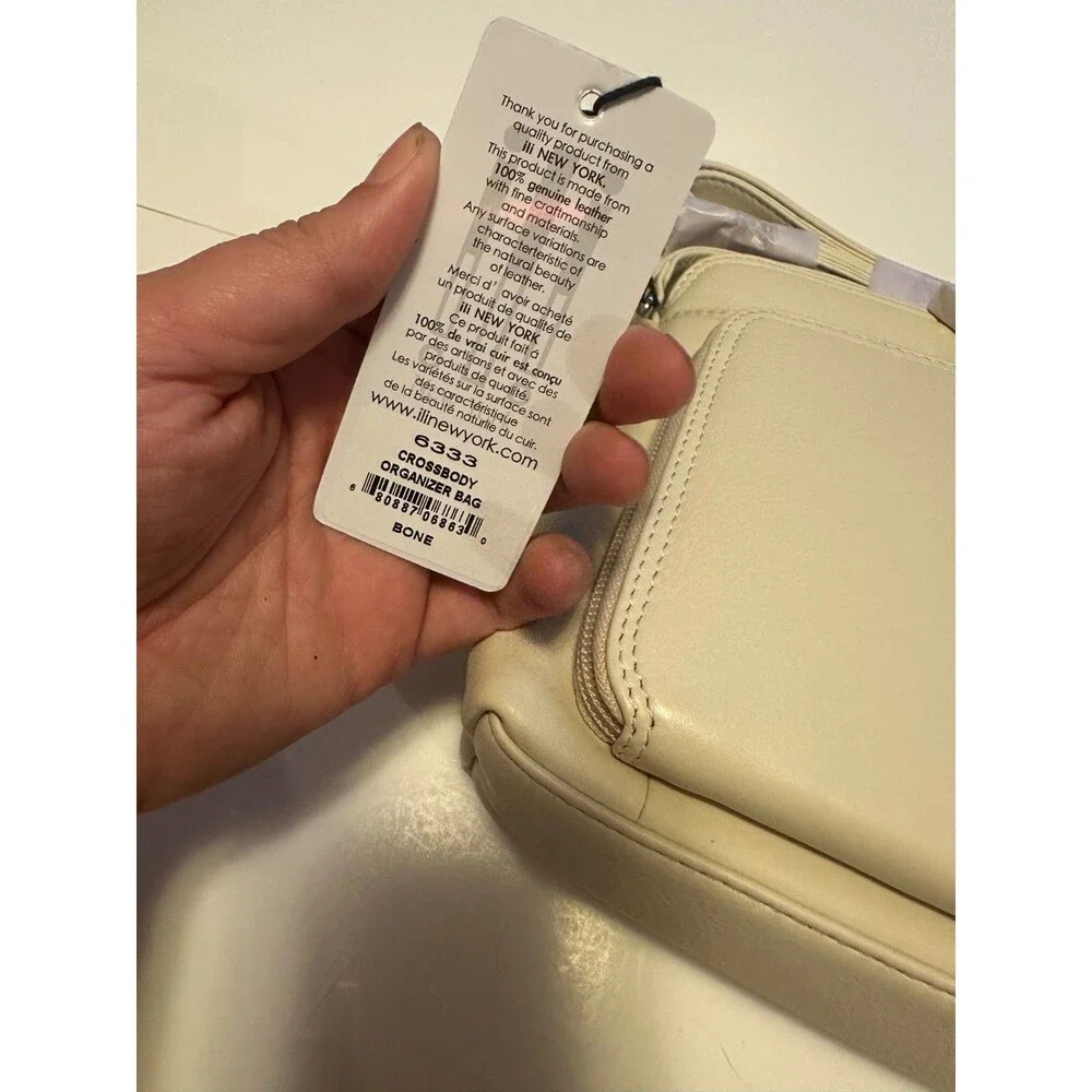 NWT ili New York Leather Crossbody Organizer Bag In Bone RFID